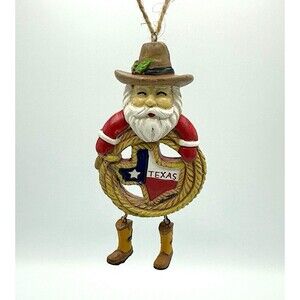 Cowboy Santa Lasso Christmas Ornament, 5.9"